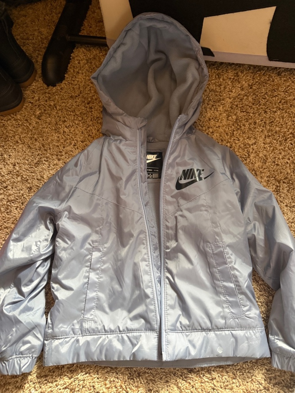 Nike Light Blue Kids Hooded Rain Jacket